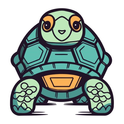 Cute cartoon turtle. Vector illustration isolated on a white bac