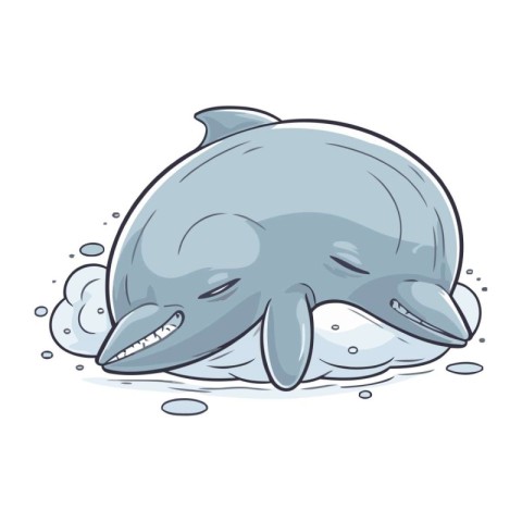 Dolphin on white background. Vector illustration of a cartoon do