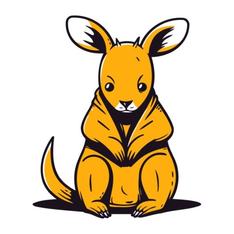 Cute kangaroo cartoon vector illustration. Hand drawn kangaroo.