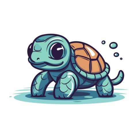 Cute cartoon turtle. Vector illustration isolated on a white bac