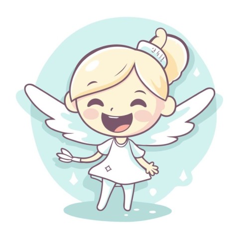 Cute little angel girl vector illustration. Cartoon style. Vecto