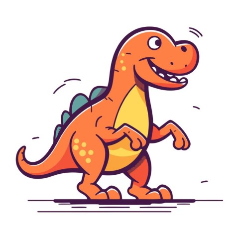 Cute cartoon dinosaur. Vector illustration isolated on a white b