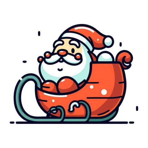 Santa Claus in a sleigh. Christmas and New Year vector illustrat