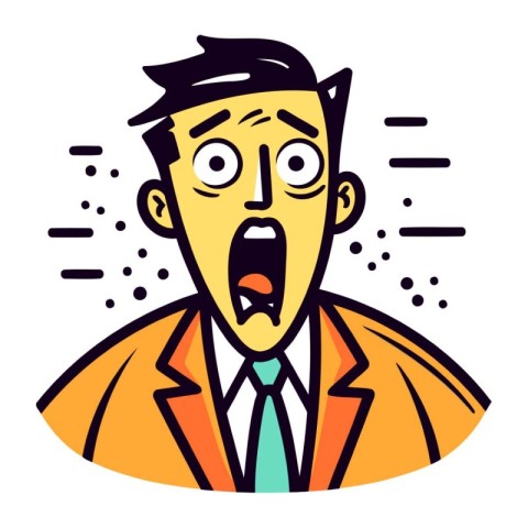 Angry man in a suit. Vector illustration in cartoon style.