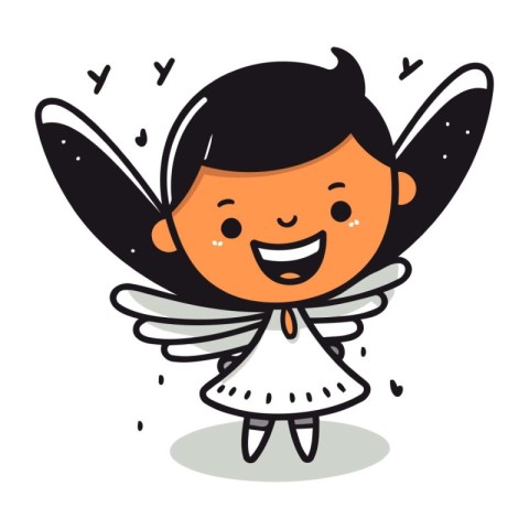 Cute Angel Flying Vector Illustration. Cartoon Style Character D