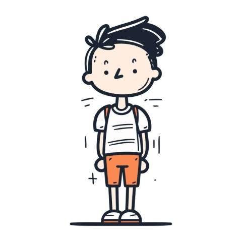 Boy with short sleeve t shirt and shorts. Vector illustration.