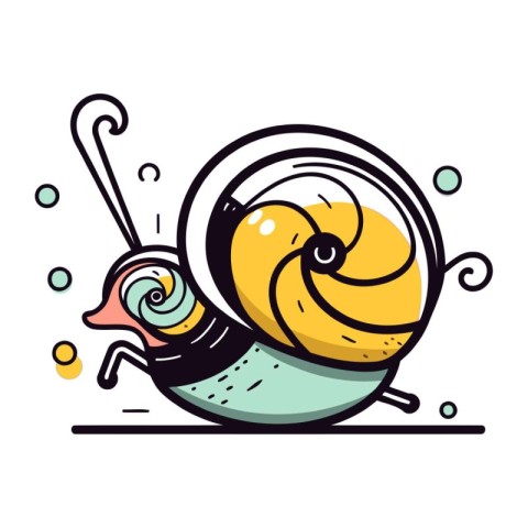 Vector illustration of cartoon snail. Isolated on a white backgr