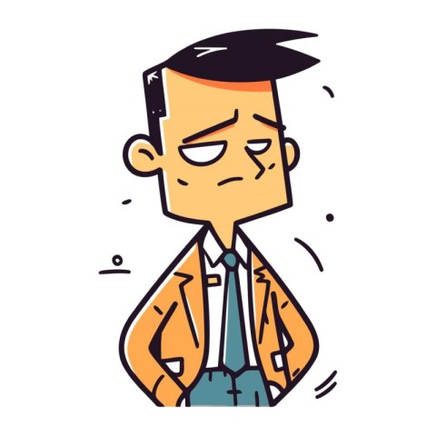 Angry man in office suit. Vector illustration in linear style.