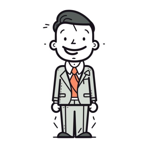 Illustration of a happy businessman standing with hands in his p