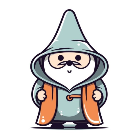 Cute Cartoon Gnome in Raincoat. Vector Illustration.