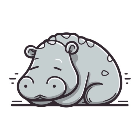 Cute hippopotamus isolated on white background. Vector illustrat