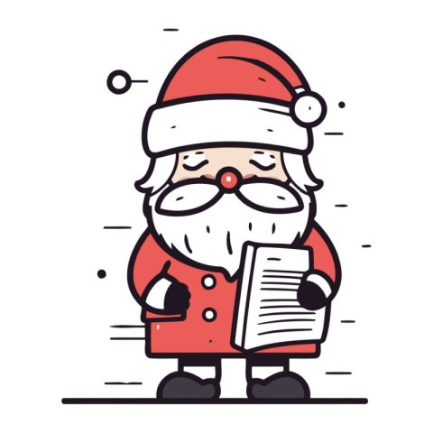 Santa Claus with book. Vector illustration in a linear style on