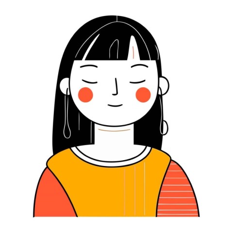 Portrait of a young woman. Vector illustration in flat style.