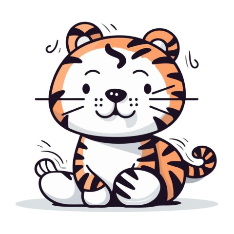 Cute tiger cartoon. Vector illustration isolated on a white back