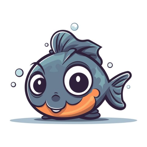 Cute cartoon fish isolated on a white background. Vector illustr