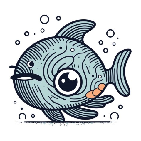 Cute cartoon fish. Vector illustration isolated on a white backg