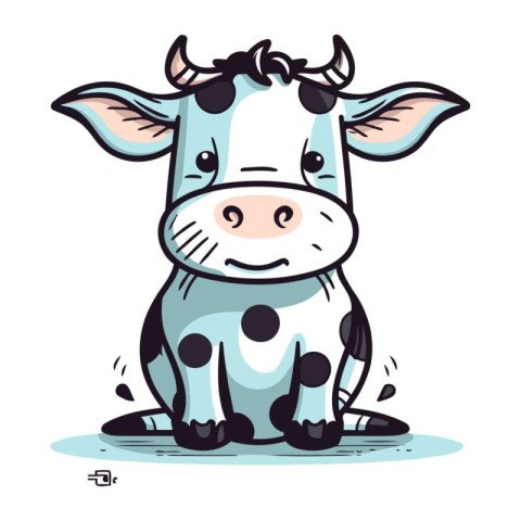 Cute cartoon cow. Vector illustration. Isolated on white backgro