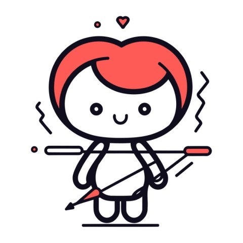 Cupid with bow and arrow. Cute cartoon vector illustration.