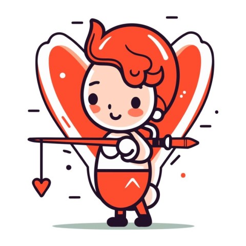 Cupid with bow and arrow. Valentines day vector illustration.