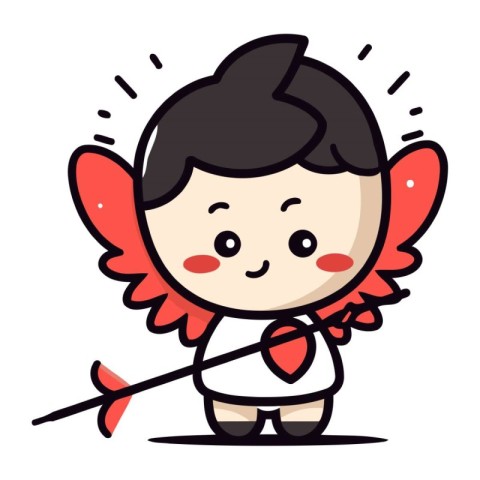 Cute Cupid Vector Illustration. Cute Cupid Cartoon Character