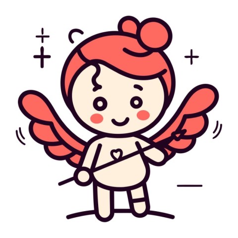 Cupid. vector illustration. Cute cartoon character with bow and