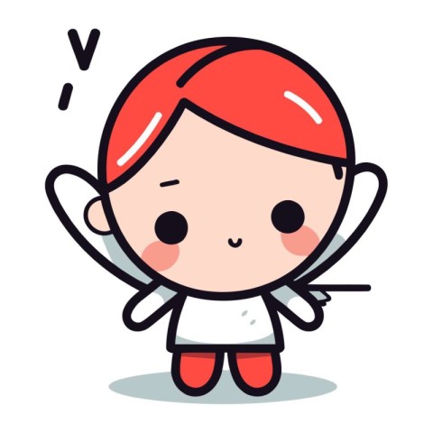 Cute angel cartoon character vector design. Happy angel vector d