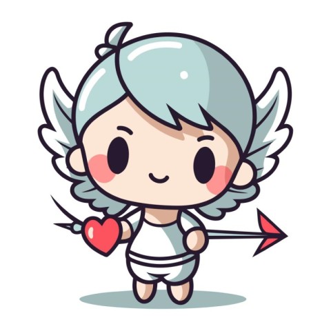 Cupid angel cartoon character. Cute cupid vector illustration.