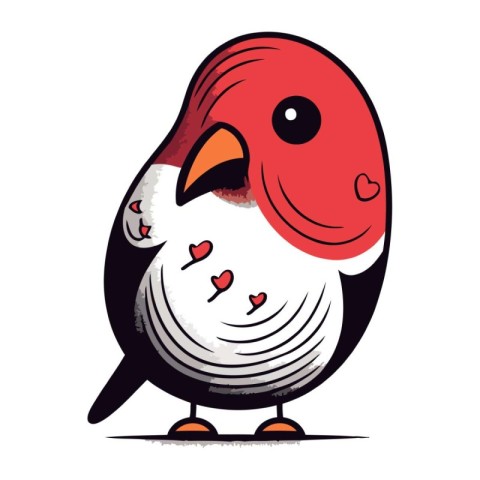 Vector illustration of a cute cartoon bullfinch on white backgro