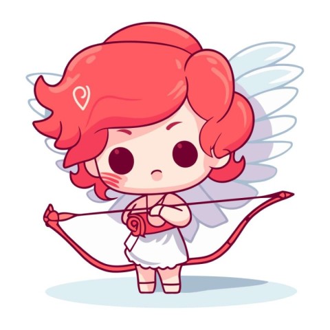 Cute Cupid with bow and arrow. Vector illustration of a cartoon