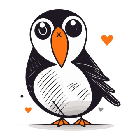 Cute penguin. Vector illustration on white background. Flat styl