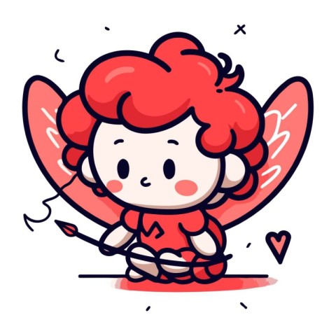 Cute cupid with arrow. Vector illustration in cartoon style.