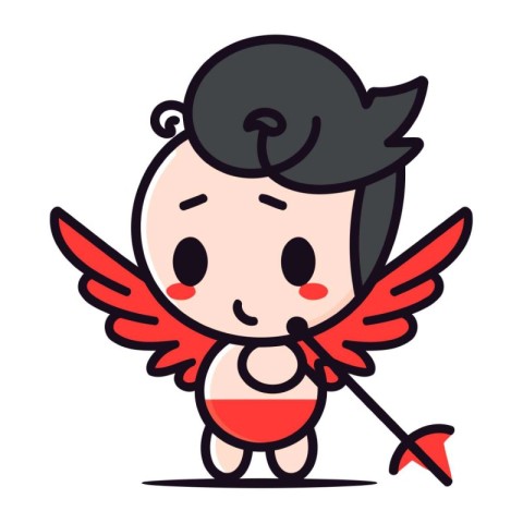 Cupid with bow and arrow. Cute cartoon vector illustration.