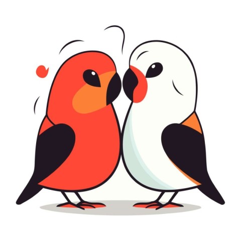 Two love birds isolated on white background. Vector illustration