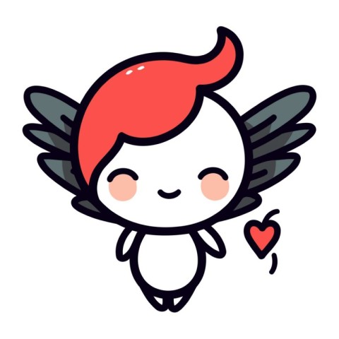 Cute Cupid Vector Illustration. Cute Cupid Cartoon Character.