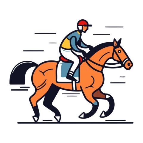 Horse racing. jockeys and riders. Vector illustration.