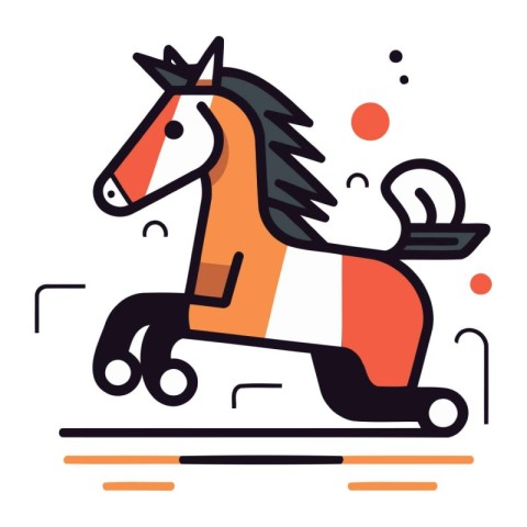 Vector illustration of horse on roller skates. Flat style design