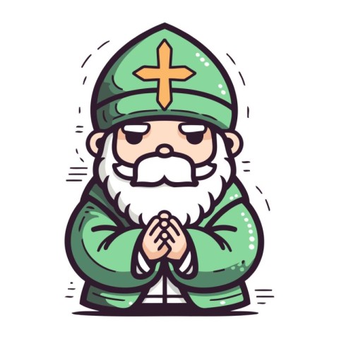 Cute Leprechaun cartoon character. Vector illustration of St. Pa