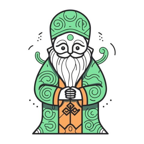 Garden gnome. Coloring book for adults. Vector illustration.