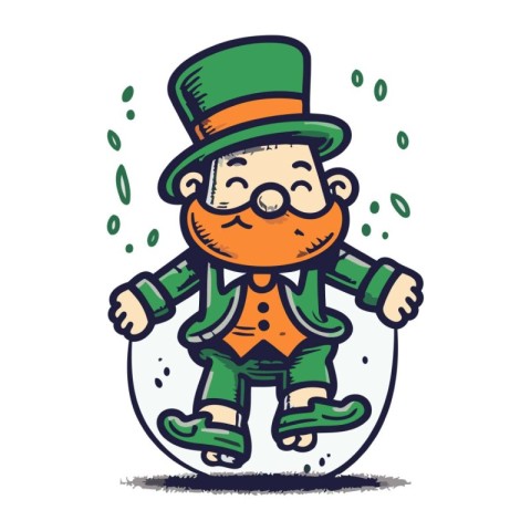 Leprechaun in a snow globe. Vector illustration.