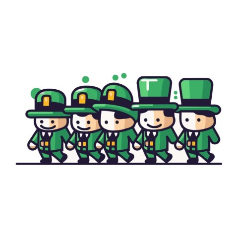 Happy leprechauns isolated on white background. Vector illustrat