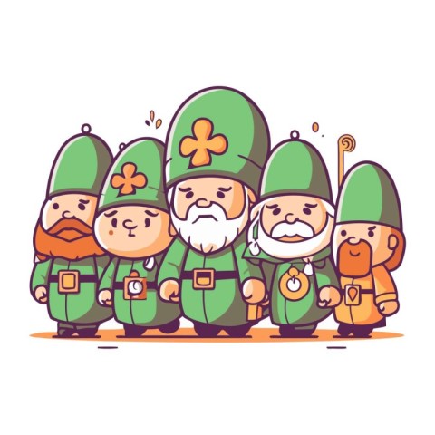 Cartoon gnomes. Happy st patricks day. Vector illustration