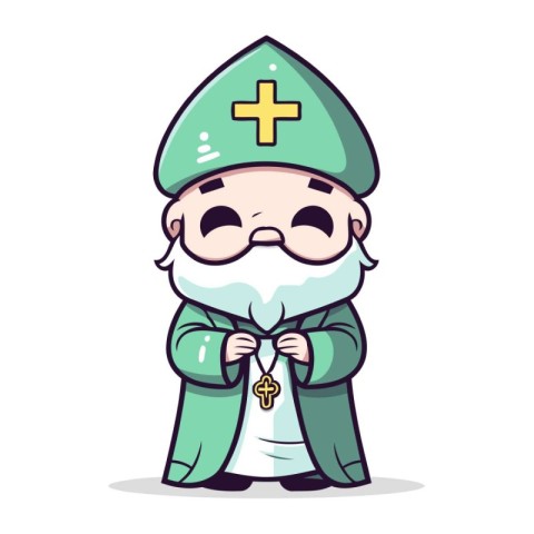 Saint Patrick Cartoon Mascot Character Vector Illustration