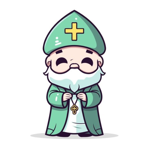 Saint Patrick Cartoon Mascot Character Vector Illustration