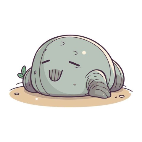 Cartoon vector illustration of a cute monster sleeping on the sa