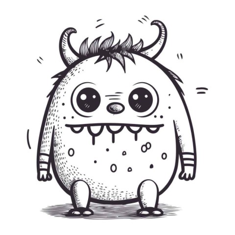 funny monster doodle. vector illustration. eps10