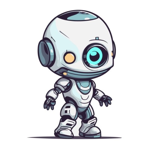 Vector illustration of a cute cartoon robot. Isolated on white b