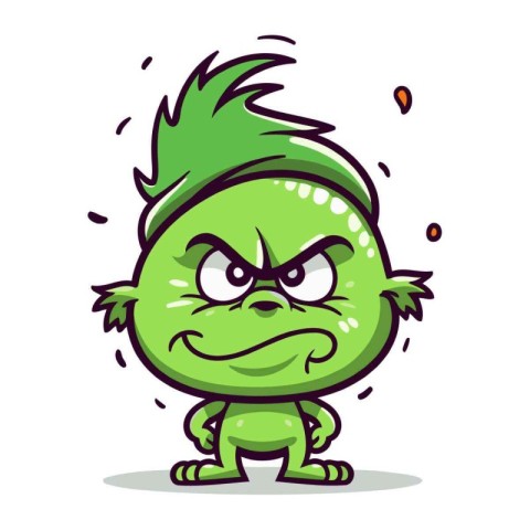 Angry Green Monster Cartoon Mascot Character Vector Illustration