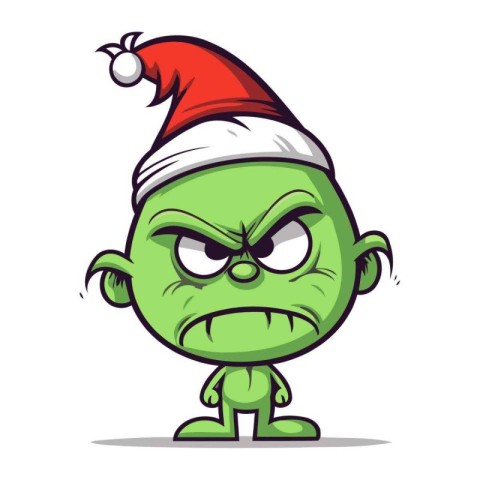 Zombie in santa hat. Vector illustration. Cartoon character.