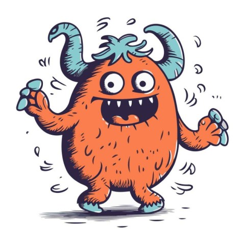 Funny cartoon monster. Vector illustration. Isolated on white ba