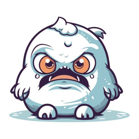 Angry cartoon monster. Vector illustration on white background.